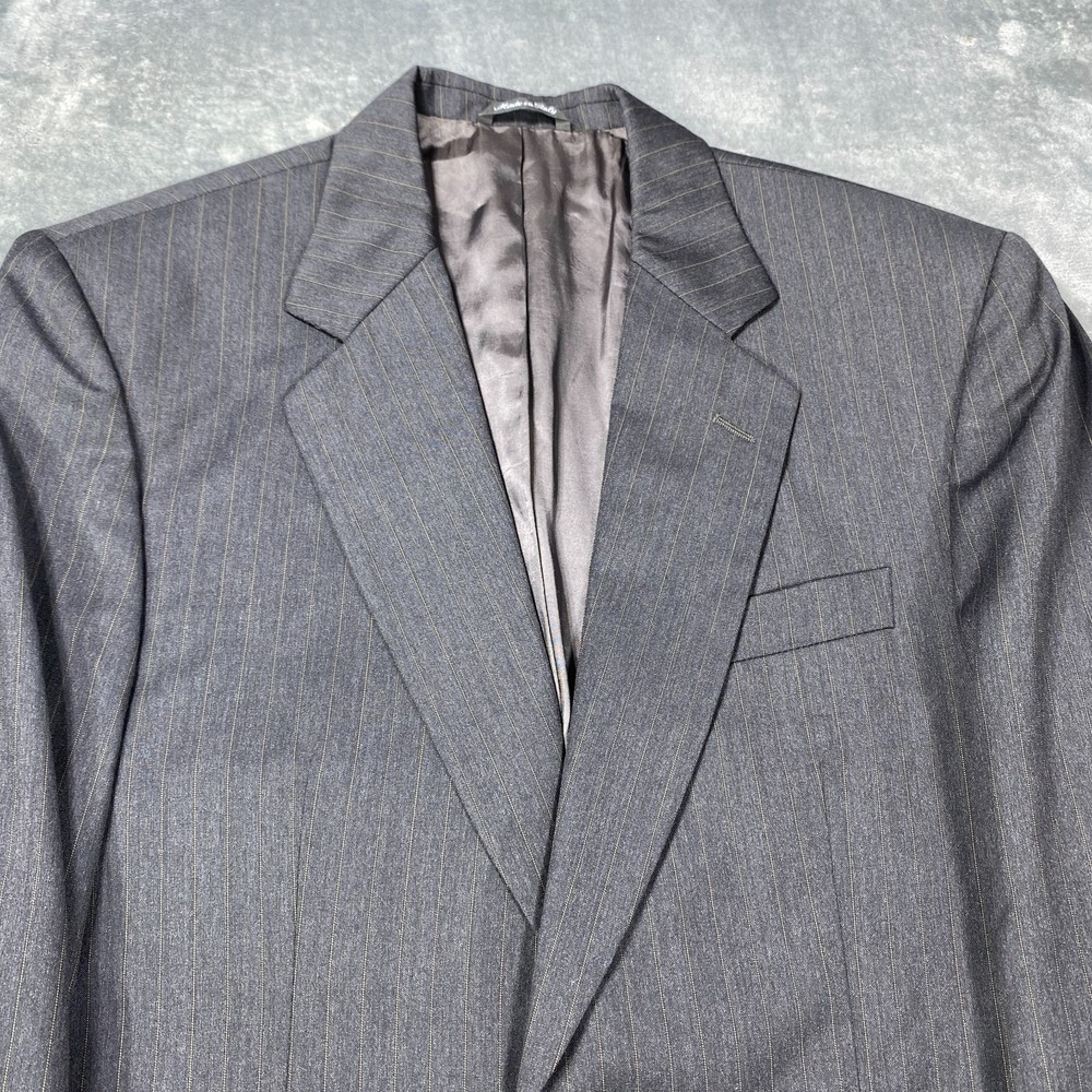 Guabello Super 110 Wool Blazer 42R Gray Stripe Sport Coat Made in Italy Principe